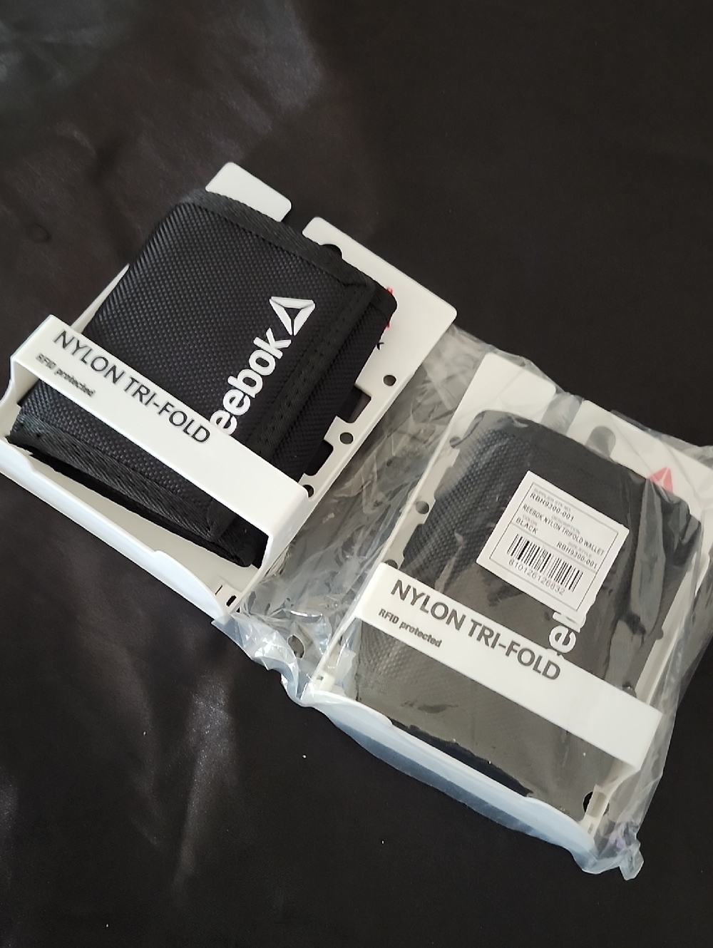 Reebok Black Nylon Tri-Fold Wallet with Logo